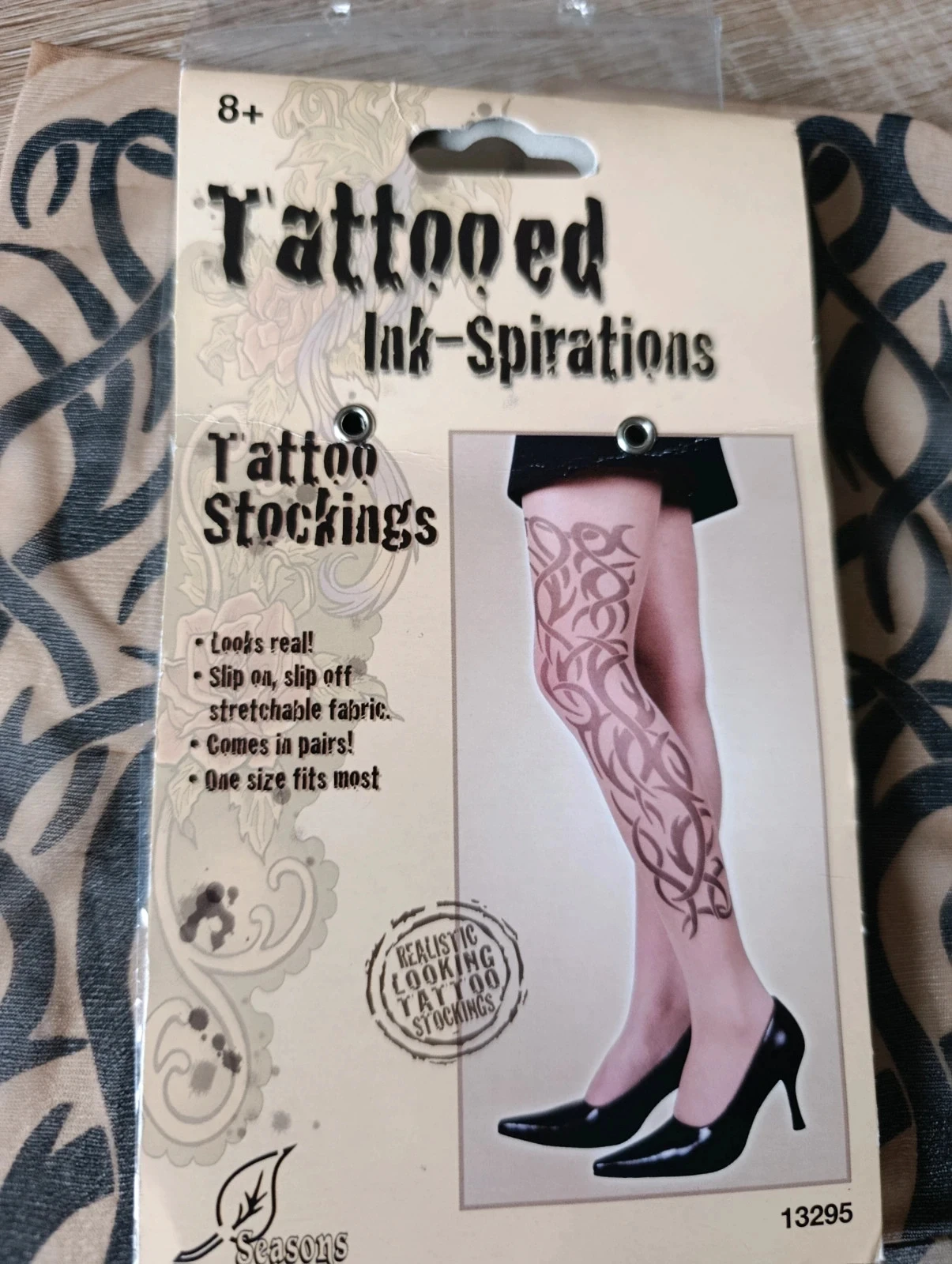 Vestido tatuagem feminino bege preto - Motivo tribal - Novos em blister - Tamanho único – photo 3